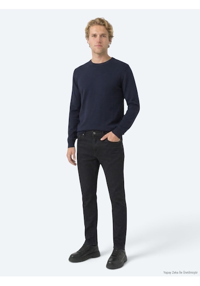 Kip Siyah Slim Fit Denim Pamuk Karışımlı Pantolon