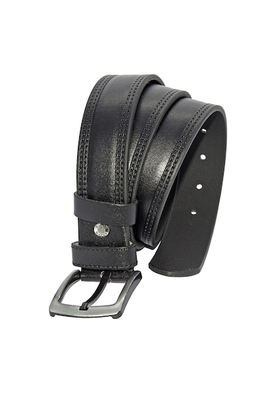 Süzer Deri 4 Cm. Spor Suni Deri Çift Dikişli Model Kemer Siyah Siyah