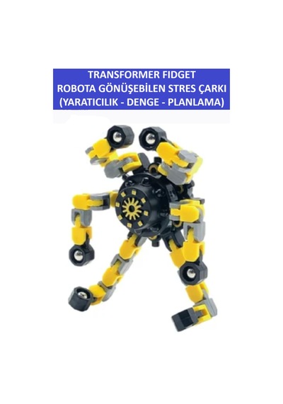 Transformers Dönüştürülebilir Robotik Stres Çarkı - Robotıc Fıdget Spınner -renk:sarı