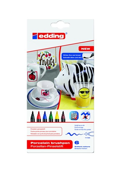 Edding Porselen Kalemi Fırça Uçlu 1-4 Mm 6 Lı 4200 Çok Renkli