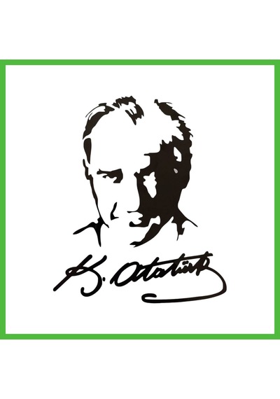 Vaveni K.atatürk Silüetli İmzalı Oto Sticker Siyah 19x15cm Arz