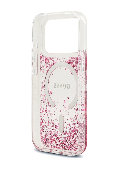 Apple Uyumlu iPhone 17 Pro Kılıf Guess Lisanslı M-safe Şarj Özellikli Transparan Resin Bottom Kapak Pembe Pembe
