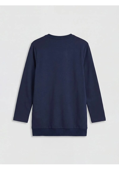 Lc Waikiki Lacivert London Baskılı Kadın Sweatshirt Tunik