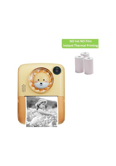 Anlık Termal Yazıcılı Dijital Çocuk Kamerası 2.0 İnç Hd Instant Photo Printer Camera Sarı