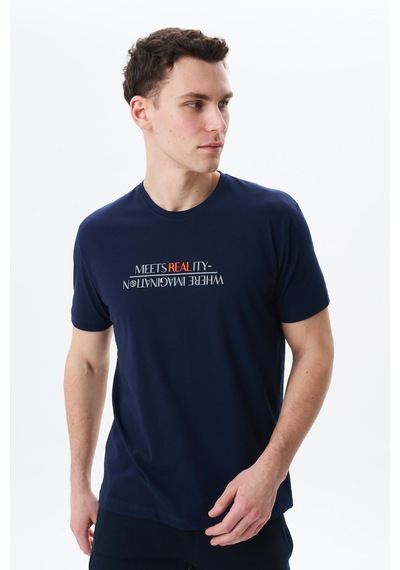 AR-MA Arma Erkek Regular Fit Baskılı Süprem Bisiklet Yaka Tişört Y29344454002 Lacivert