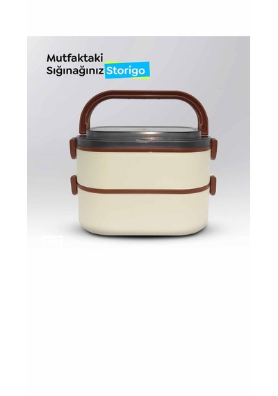 Superpup Lunch Box Beslenme Kutusu + Termos Çantalı Beslenme Yemek Saklama Taşıma Bej