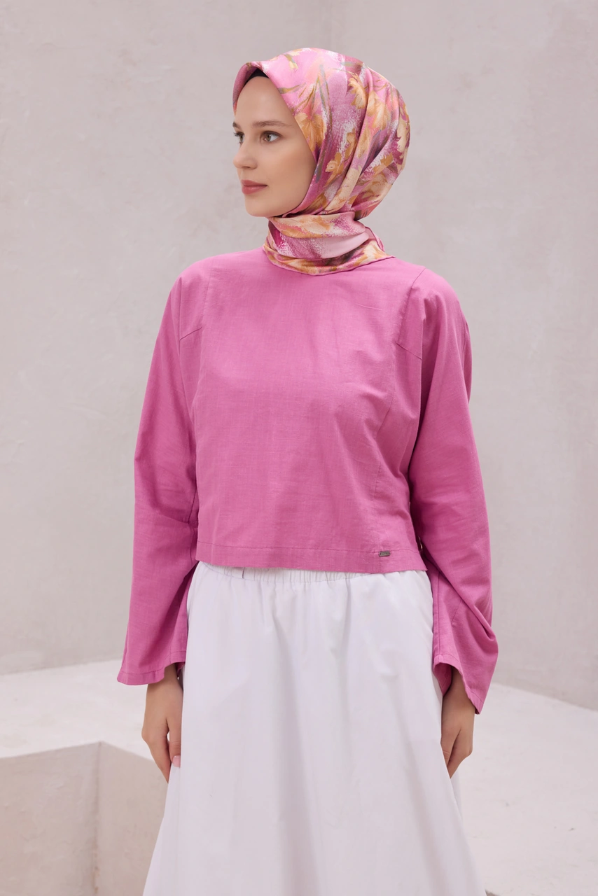BELLİ Çiçek Desen İpek Twill Eşarp 4217d01 Pembe