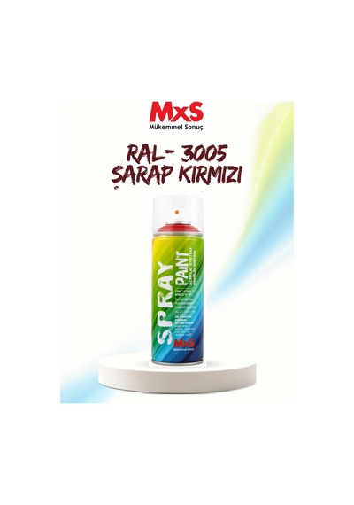 Mxs Ral 3005 Şarap Kırmızı Akrilik Sprey Boya 400 Ml Siyah
