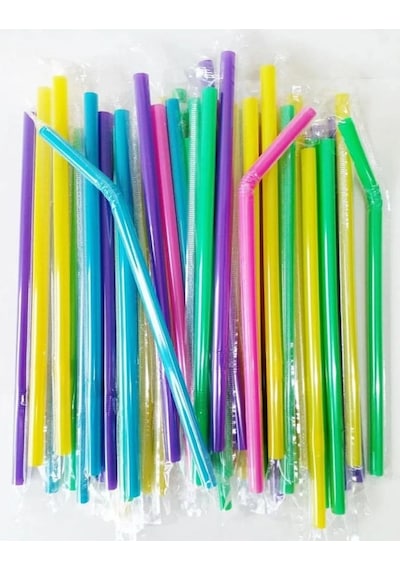 Jelatin Sargılı Frozen Renkli Pipet Kalın Körüklü Fosforlu 50 Li Dolphin 23,5 Cm