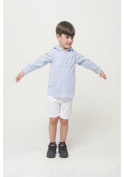 Nanica Kids Erkek Kapuşonlu Gömlek 24ynnc124116 Mavi