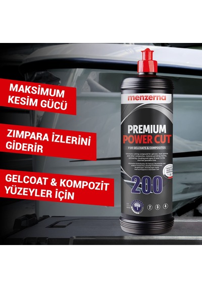 Menzerna Power Cut 200 Jelkot Boya Kompozit Çizik Giderici Kalın Pasta 1 Lt Fiberglas Marin Tekne