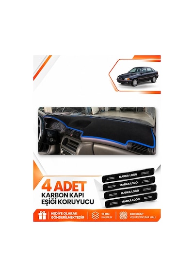 Opel Astra F Airbagli 1991-1998 Uyumlu Ön Torpido Koruma Kılıfı Halısı Örtüsü - Siyah Mavi