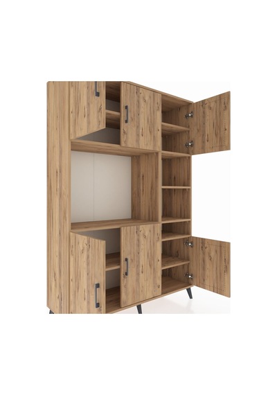 Hyperion Dolap 10 Raflı 6 Kapaklı 132x44x195 Çam-çam/çam Çam