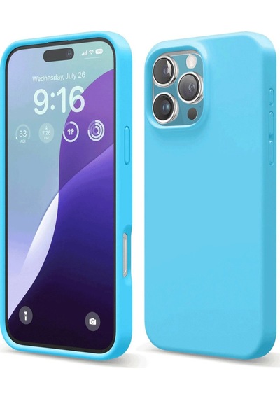Apple iPhone Uyumlu   16 Pro Max Kılıf Nano İçi Kadife Silikon - Mavi