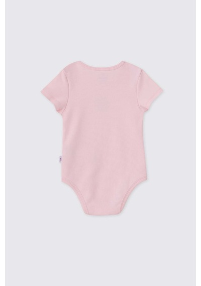 Panço Liberty Kumaş Yenidoğan Kısa Kollu Pembe Body