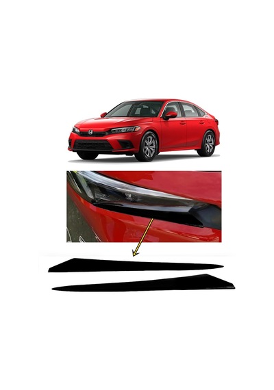 Honda Civic Fe1 2022 Ve Sonrası Far Altı Kaşı Çıtası Piyano Black 2 Parça