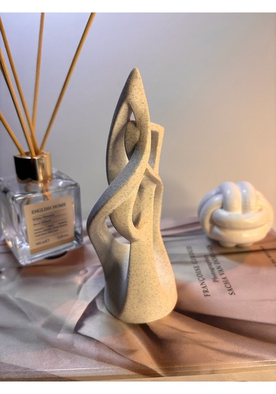Organik Spiral Form Dekoratif Obje Mat Mermer Beyaz Modern Masa Üstü Heykel