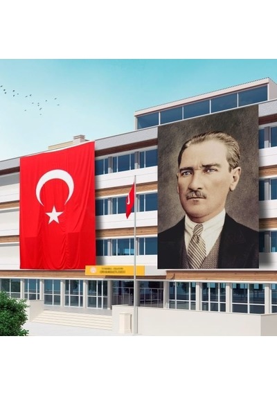 300x450 Atatürk Posteri Ve Türk Bayrağı Raşel Kumaş-3 Tek Ebat