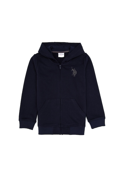 U.S. Polo Assn. Erkek Çocuk Açık Lacivert Fermuarlı Kapüşonlu Sweatshirt 50316706-VR059