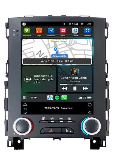 Renault Megane 4 Tesla 2016+ Uyumlu Androıd Multimedya Gerçek 2/32 Kablosuz Carplay Geri Görüş Kameralı 10"