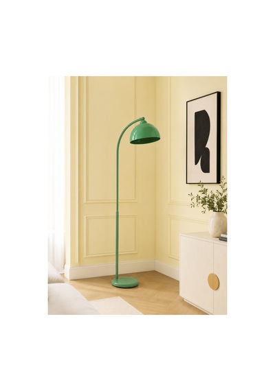 Nebula Yeşil Metal Premium Tasarım Hareketli Başlıklı Ayaklı Lambader Retro Şapkalı Dekoratif Zemin Lambası Modern Salon Oturma Odası Köşe Aydınlatma E27 Duy Uyumlu