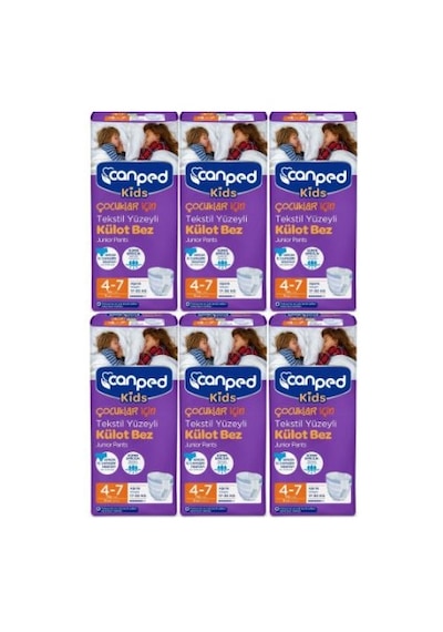 Canped Kids Çocuklar İçin Tekstil Yüzeyli Külot Bez 17-30 KG 4-7 Yaş 6 x 9 Adet