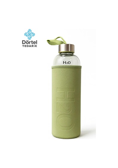 H2o Deri Kılıflı Cam Matara 1000 Ml Haki