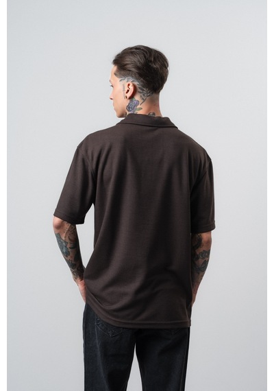 Respire Erkek Senor Yazılı Polo Yaka Regular Fit T-shirt Kahve