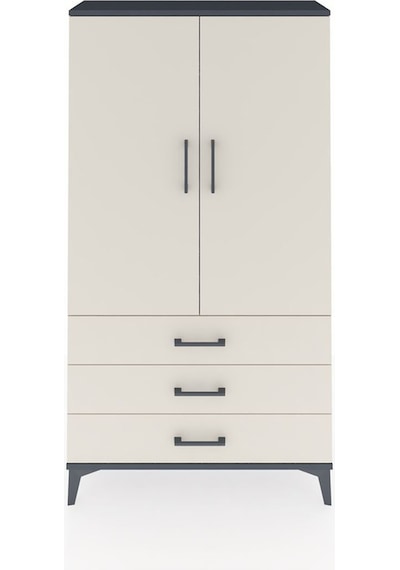 Arges Dolap Tek Raflı 3 Çekmeceli Tek Askılı 88x30x163 Antrasit-aytaşı Antrasit