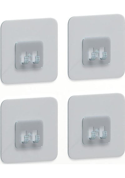 Sas Haus 4 Adet 7x7cm Yedek Süper Güçlü Yapışkanlı Askı, 20KG Banyo - Mutfak Raf Tutucu Sticker, Delmesiz