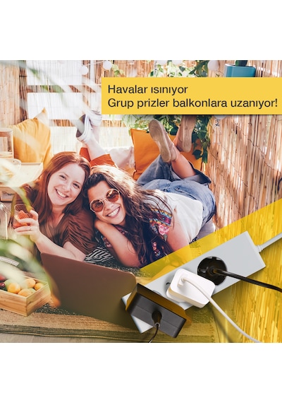 Günsan  Üçlü Çocuk Korumalı Topraklı Grup Priz 3 Metre