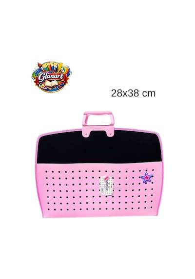 Fermuarlı 25x35 Resim Çantası, Proje Çantası Delikli Model Su Geçirmez 28x38 Cm Pembeye Siyah