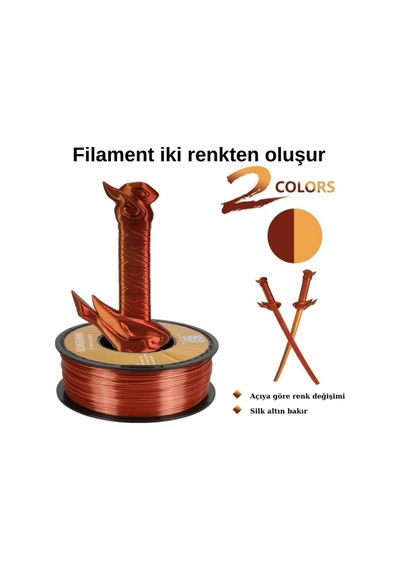 Kingroon Çift Renk Altın - Bakır Pla Silk Filament 1.75 Mm 1000gr