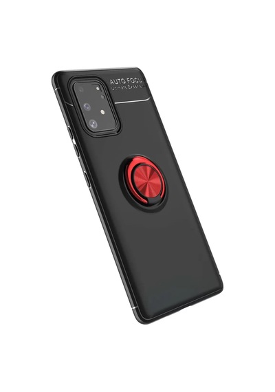 Newface Samsung Galaxy A91 / S10 Lite Kılıf Range Yüzüklü Silikon - Siyah-kırmızı
