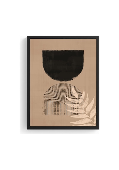 Doğal Ahşap Çerçeveli Minimal Desenli Tablo - Modern Huhu1133