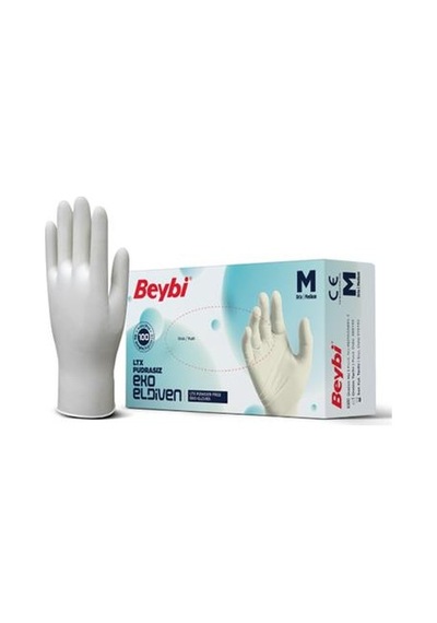 Beybi Lateks Pudrasız Eko M Medium Beden Muayene Eldiven 100lü Paket