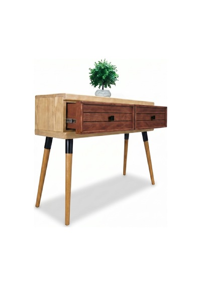 Mobenta Stria Entry: Modern Masif Dresuar 2 Çekmeceli Antre Konsolu - 120x31 Bz-bk Krem-bakır