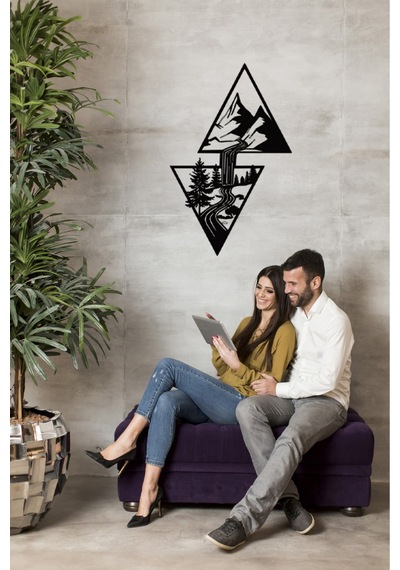 Doğa Temalı Tablo Dağ Dekoratif Duvar Dekoru Mdf Tablo Siyah - 736703048 Siyah