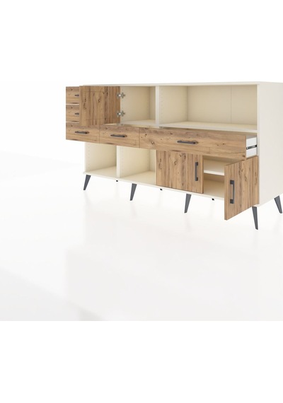 Kronos Konsol 2 Raflı 5 Çekmeceli 3 Kapaklı 176x59x99 Aytaşı-çam Aytaşı-çam