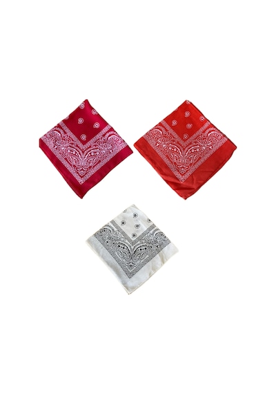 Pamuklu Klasik Desen Unisex 3lü Bandana Seti Renkli Bandana Etnik Desenli A Kalite Bandana Antrasit - Mavi
