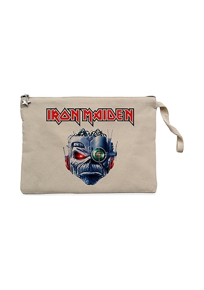 Iron Maiden Bionic Krem Clutch Astarlı Cüzdan / El Çantası Krem