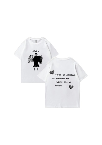 Flood Of Style Rapçi Milo J T Shirt 111 Albümü Merch Baskı T-shirt Erkekler Kadınlar Saf Moda Kalça Hopt-shi Beyaz