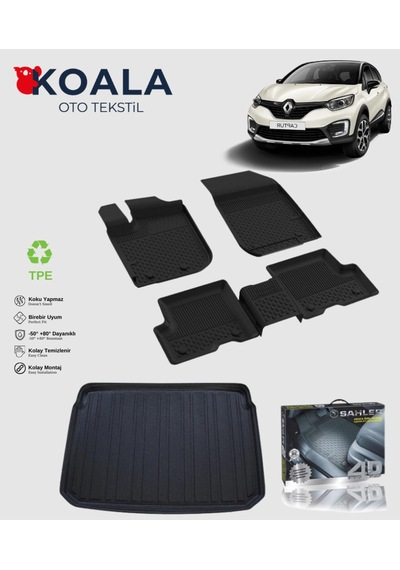 Renault Captur 2013-2018 Sahler Paspas + Bagaj Havuz Seti Uyumlu