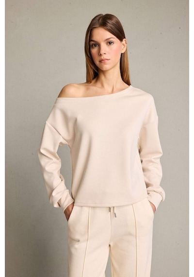 Defacto Kayık Yaka Modal Sweatshirt G2914ax25auer120 Ekru
