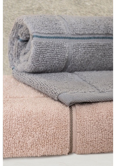 Varol Kare Serisi Micro Cotton 30x50cm 3 Lü Havlu Seti V1/30x503adet Antrasit - Pudra
