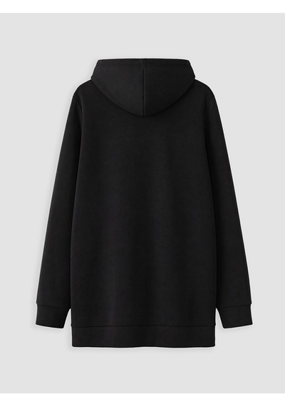 Lcw Everyday Siyah Soft Touch Oversize Kadın Fermuarlı Sweatshirt