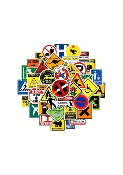 50 Adet Uyarı Levha Sticker Seti