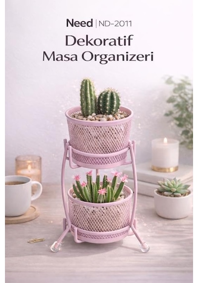 Ayrex Need Nd-2011 Çok Amaçlı İki Katlı Masaüstü Organizer Metal Masa Düzenleyici Genel