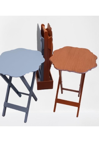 1448bng90089çanta Zigon St Sehpa Yonca Model Ahşap Mdf Ceviz-gri Renk Uyum Kutu Sevk El Yapım