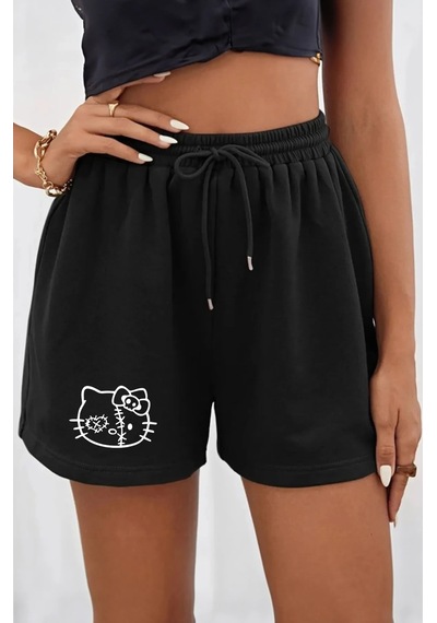 Bay Hello Kitty Baskılı Siyah Kadın Regular Fit Siyah